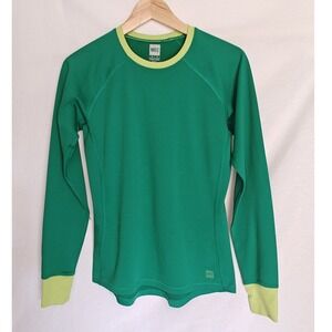 MEC Womens Polartec Power Grid‎ Base Layer Top Green Slim Fit Long Sleeve M